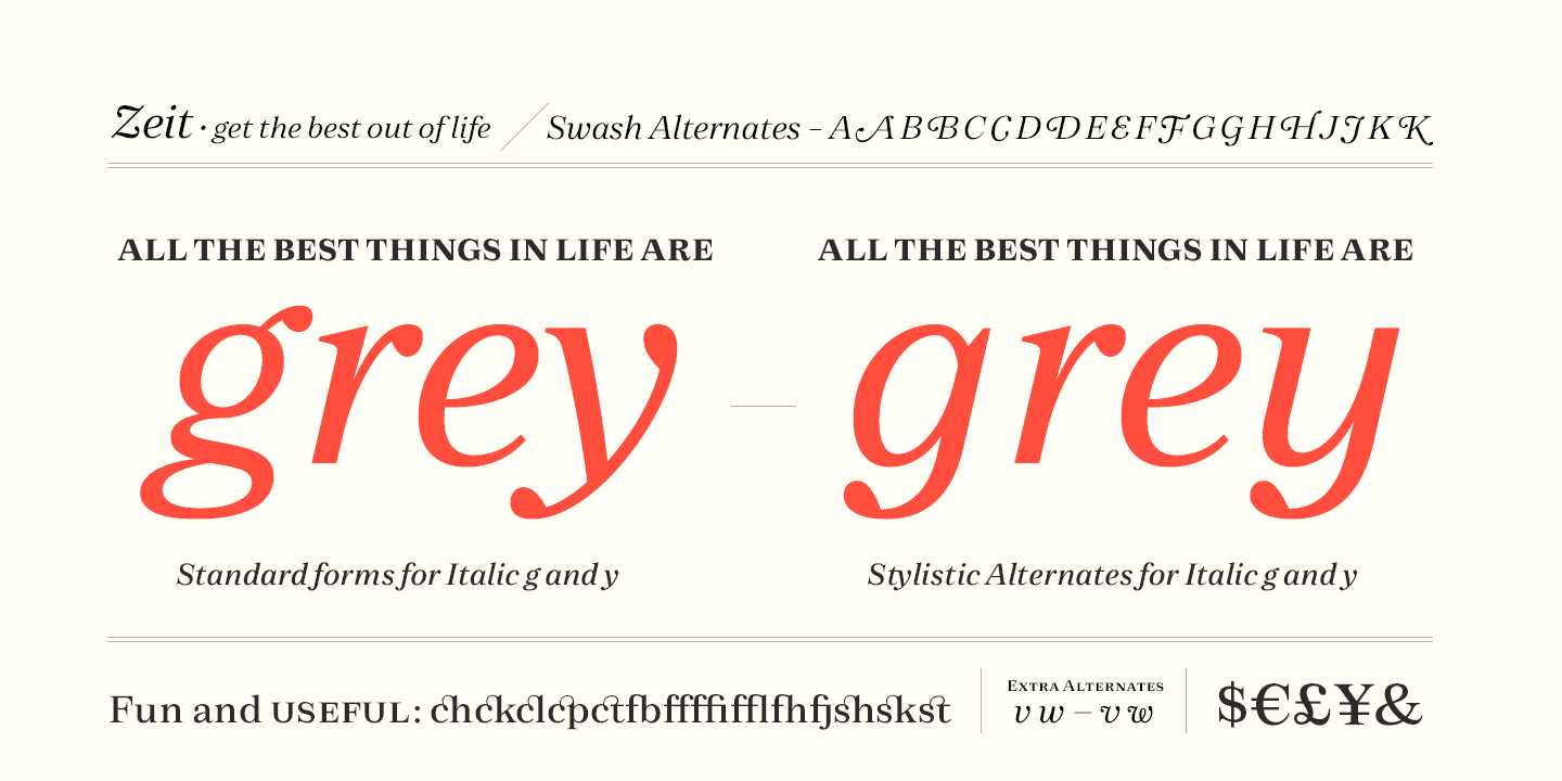 Przykład czcionki Zeit Heavy Italic